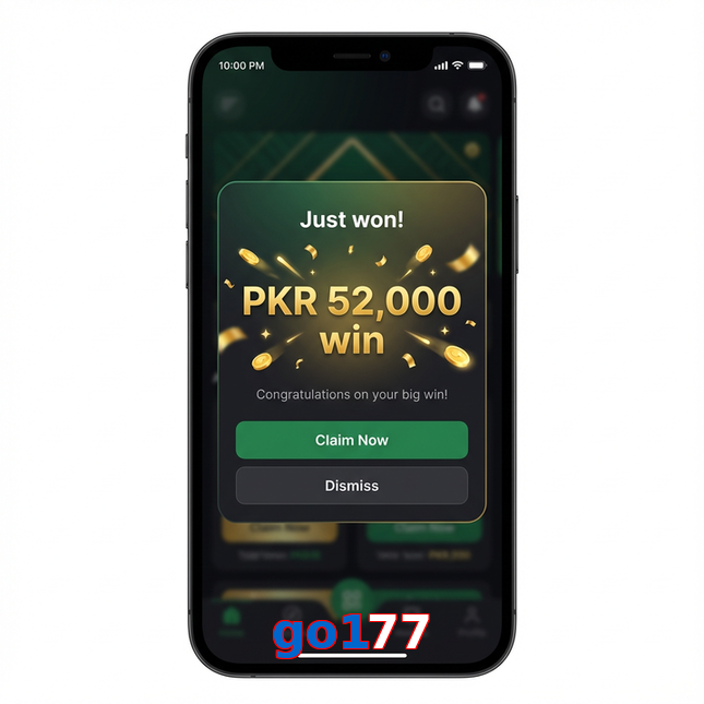 Main screen of Go177 win page for PK players